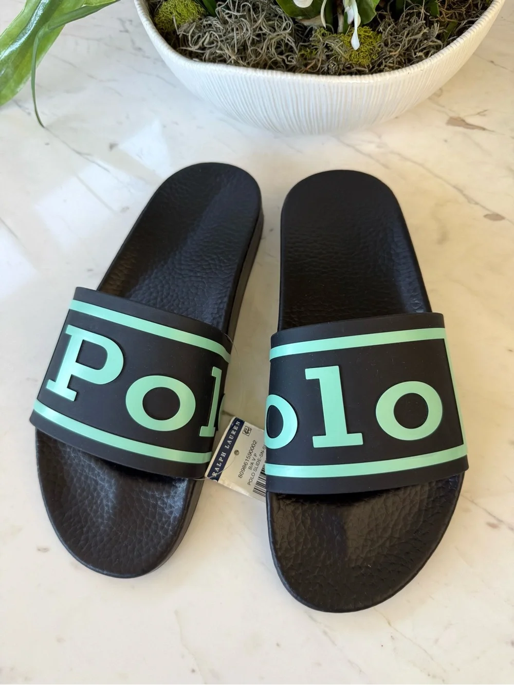 New POLO Logo Slide Men’s 11 Black/Mint